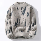 Gideon - Men's Distressed Crew Sweater in Brushed Wool