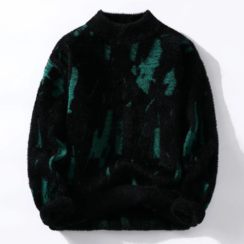 Gideon - Men's Distressed Crew Sweater in Brushed Wool
