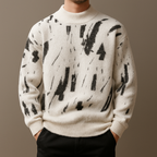 Gideon - Men's Distressed Crew Sweater in Brushed Wool