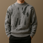 Gideon - Men's Distressed Crew Sweater in Brushed Wool