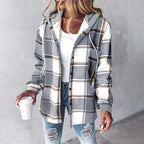 Hadley - Women's Plaid Flannel Shacket with Notch Collar