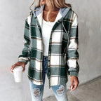 Hadley - Women's Plaid Flannel Shacket with Notch Collar
