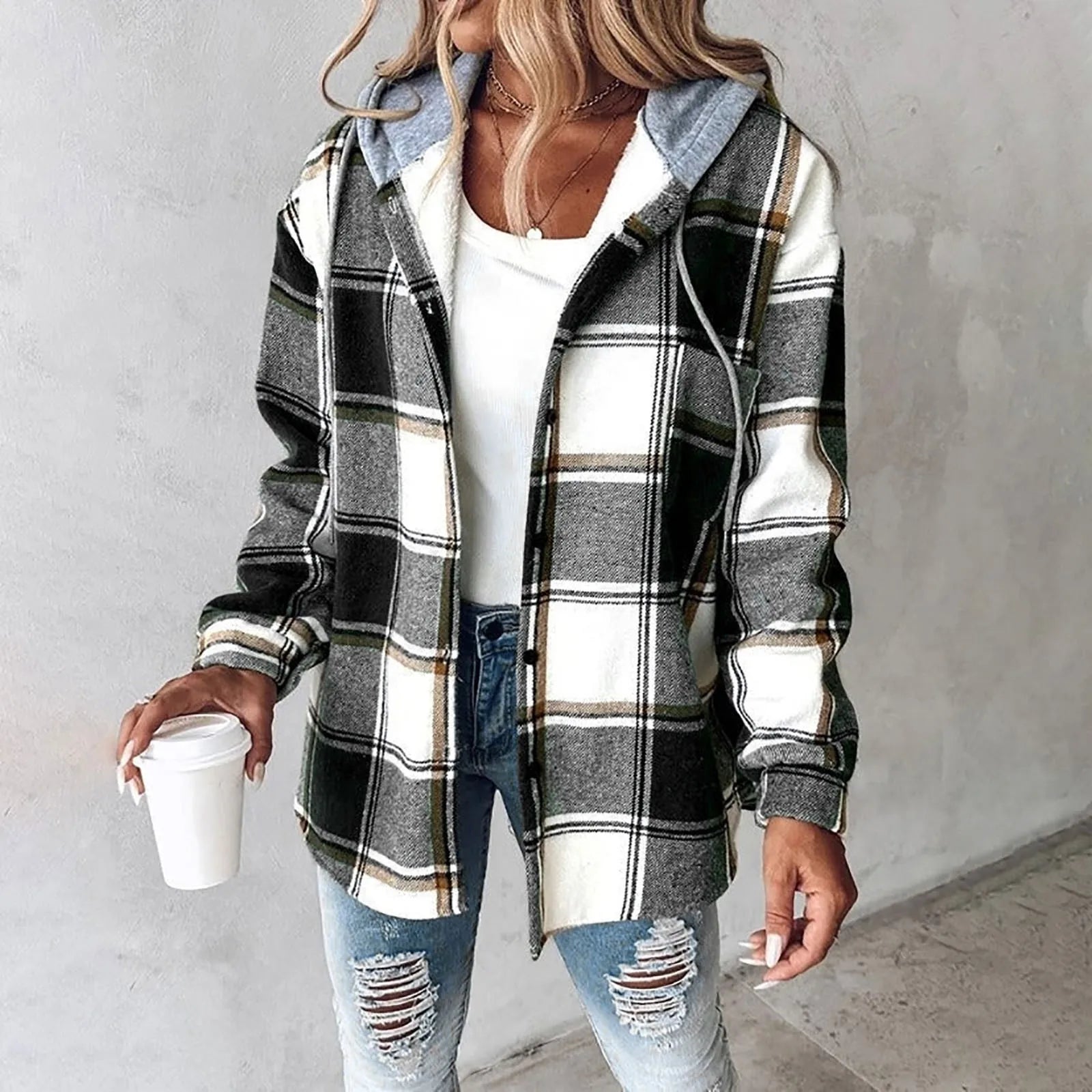 Hadley - Women's Plaid Flannel Shacket with Notch Collar