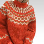 Hadley - Women's Turtleneck Pullover with Geometric Fair Isle Yoke