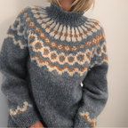 Hadley - Women's Turtleneck Pullover with Geometric Fair Isle Yoke