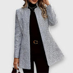 Hailey - Women's Herringbone Longline Cardigan Blazer