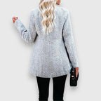 Hailey - Women's Herringbone Longline Cardigan Blazer