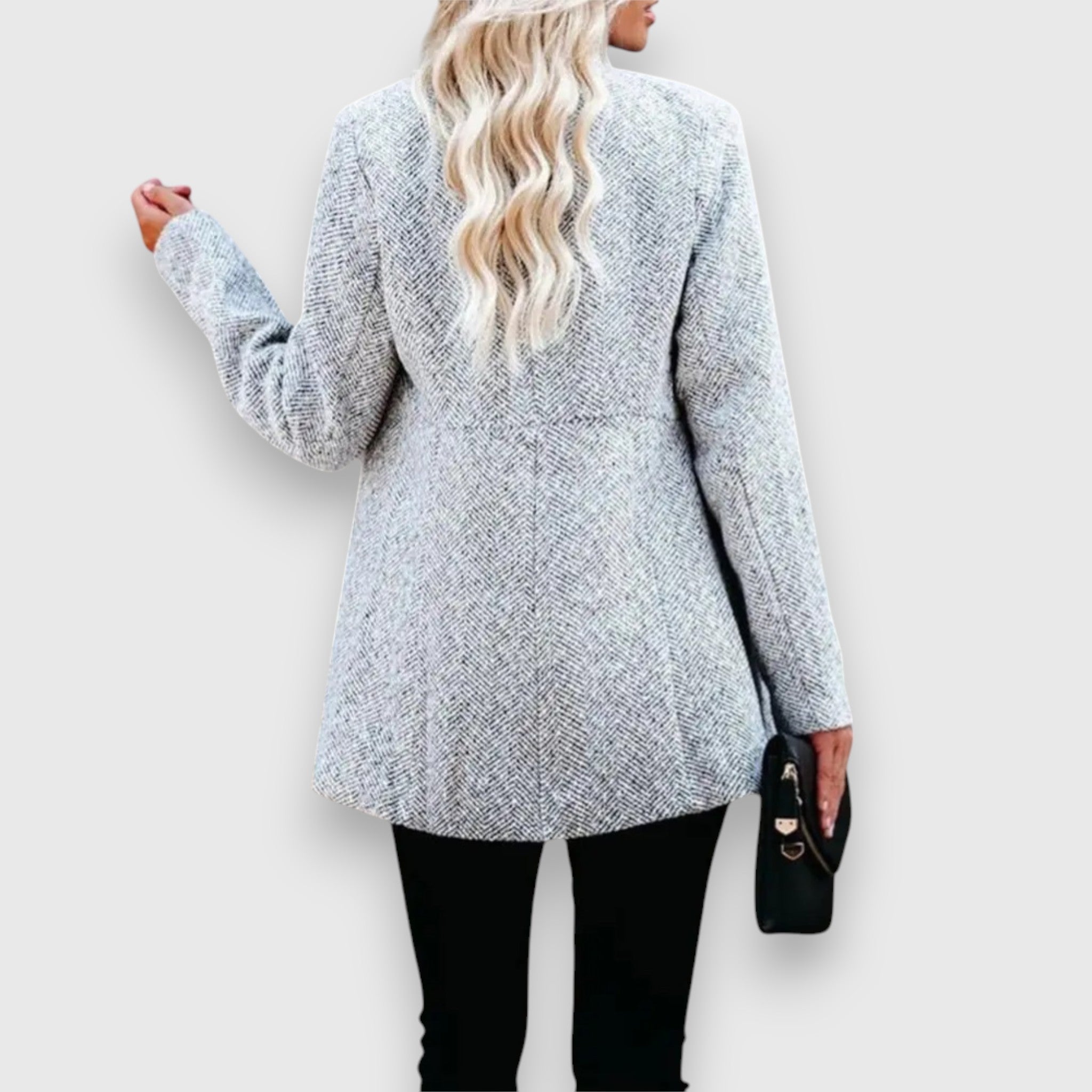 Hailey - Women's Herringbone Longline Cardigan Blazer