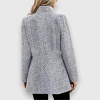 Hailey - Women's Herringbone Longline Cardigan Blazer