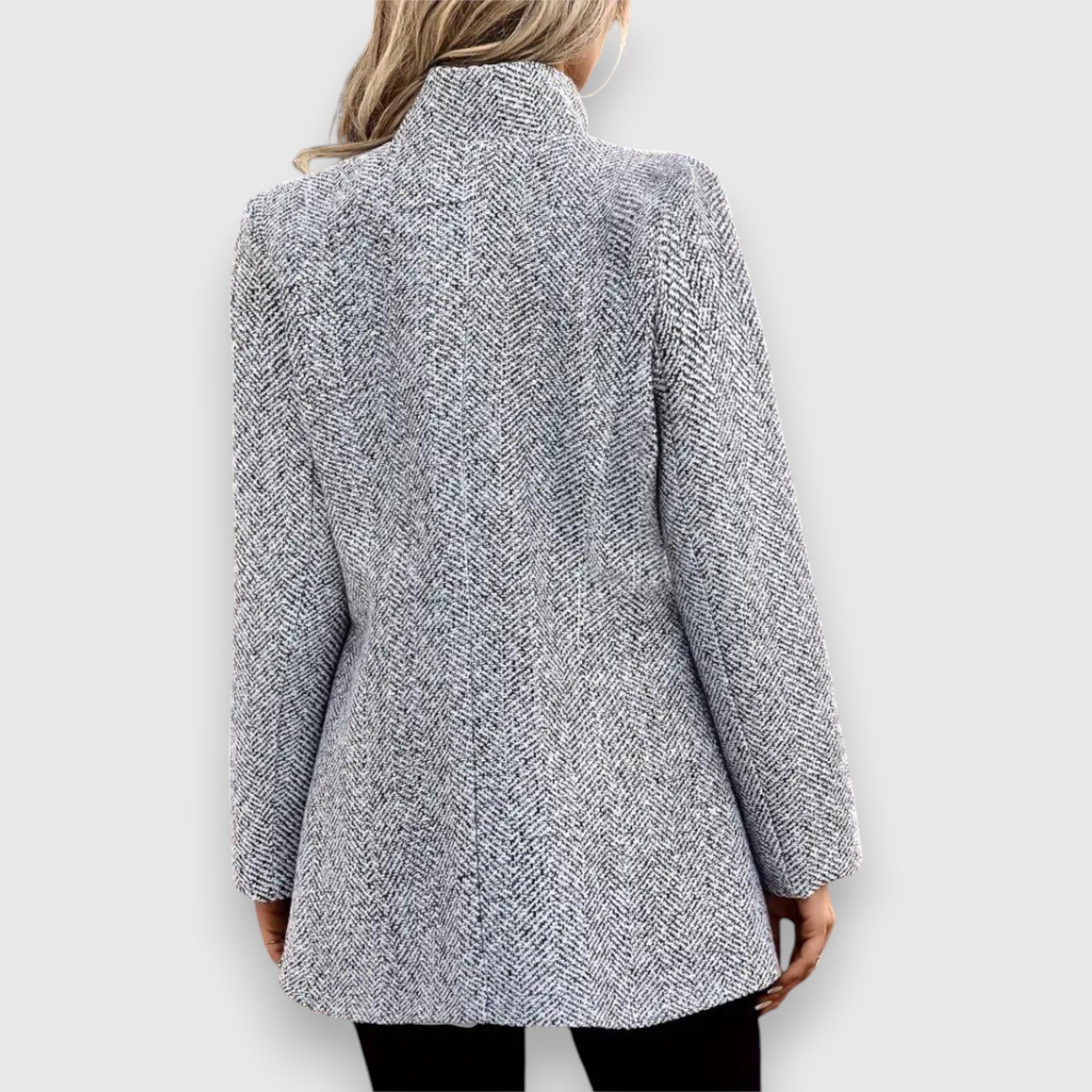 Hailey - Women's Herringbone Longline Cardigan Blazer