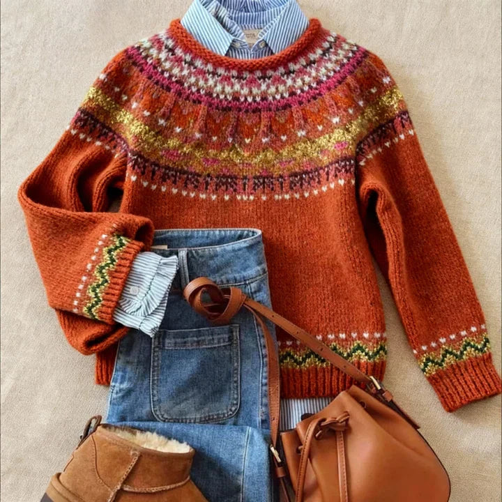 Hallie - Women's Fair Isle Crew-Neck Sweater