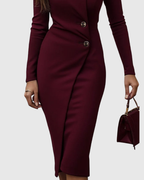 Harlow - Women's Button-Front Wrap Midi Dress 