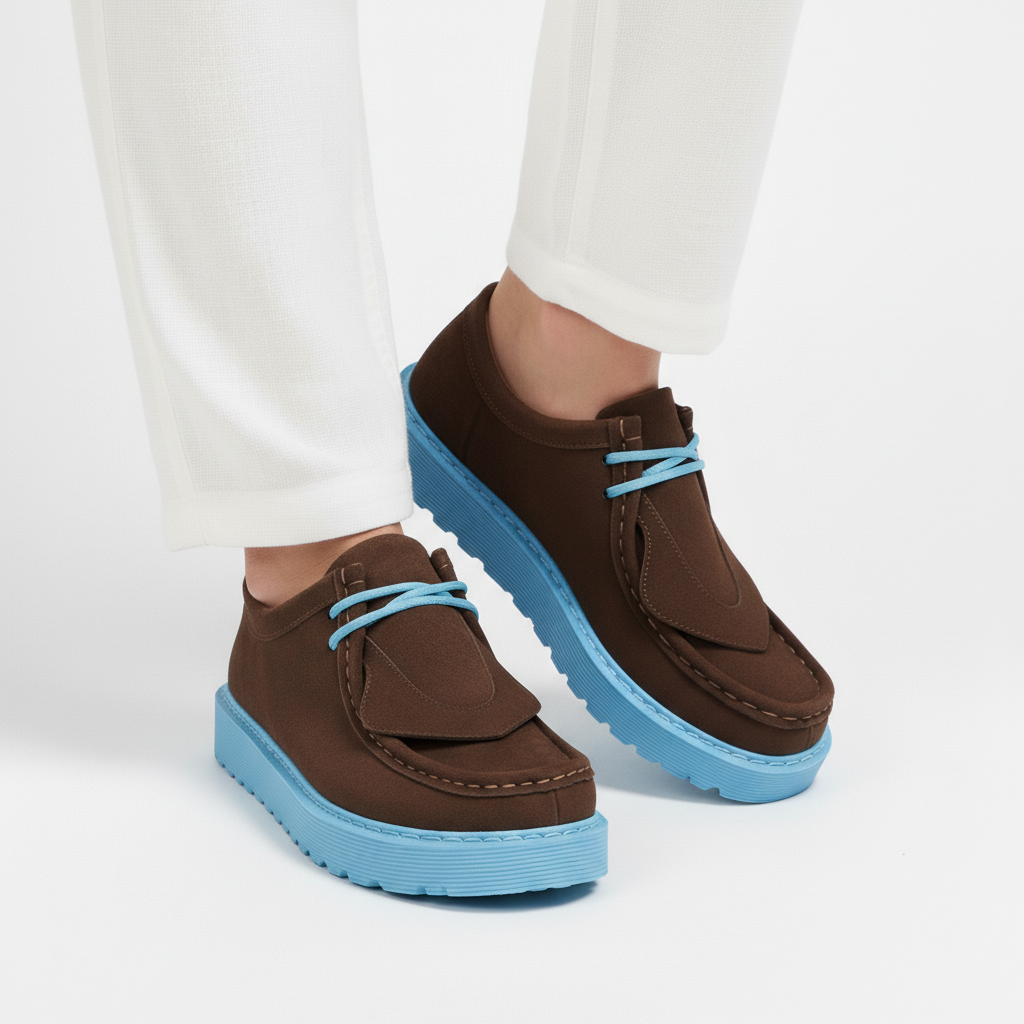 Henry - Men's Micro-Suede Platform Loafers with Lace Detail