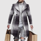 Jareth - Men's Plaid Button-Front Longline Coat