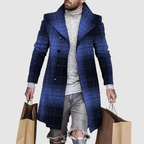 Jareth - Men's Plaid Button-Front Longline Coat