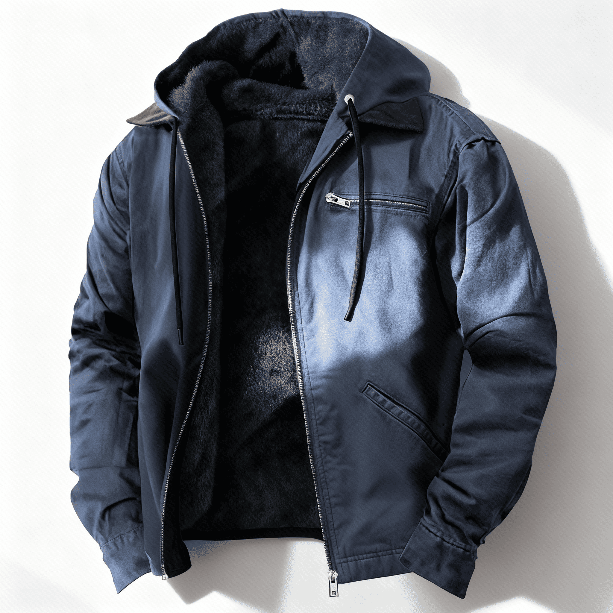 Jasper - Men's Drawstring-Hood Fleece Jacket with Zip Front