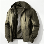 Jasper - Men's Drawstring-Hood Fleece Jacket with Zip Front