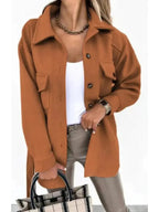 Jhonalie - Women's Button-Front Longline Blazer with Patch Pockets