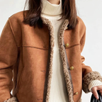 Jocelyn - Women's Faux Suede Jacket with Sherpa Lining