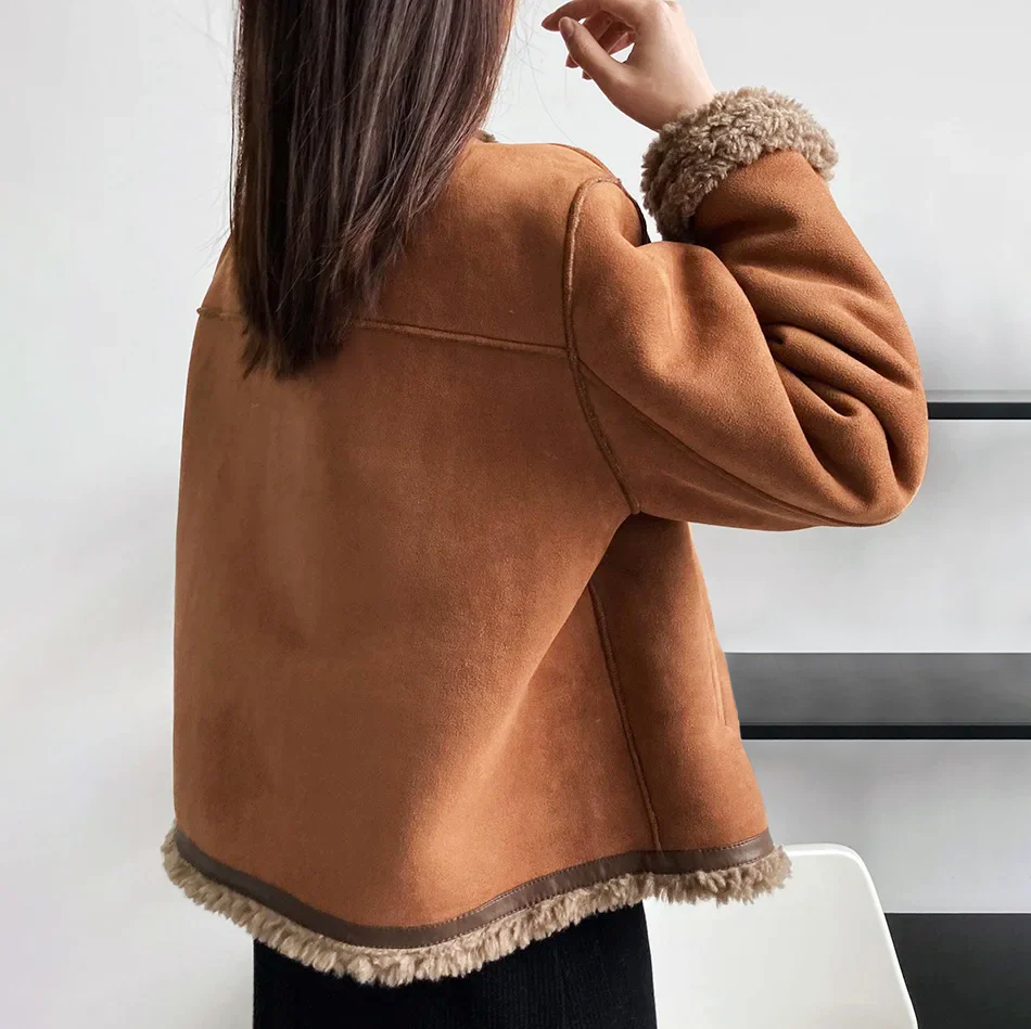 Jocelyn - Women's Faux Suede Jacket with Sherpa Lining