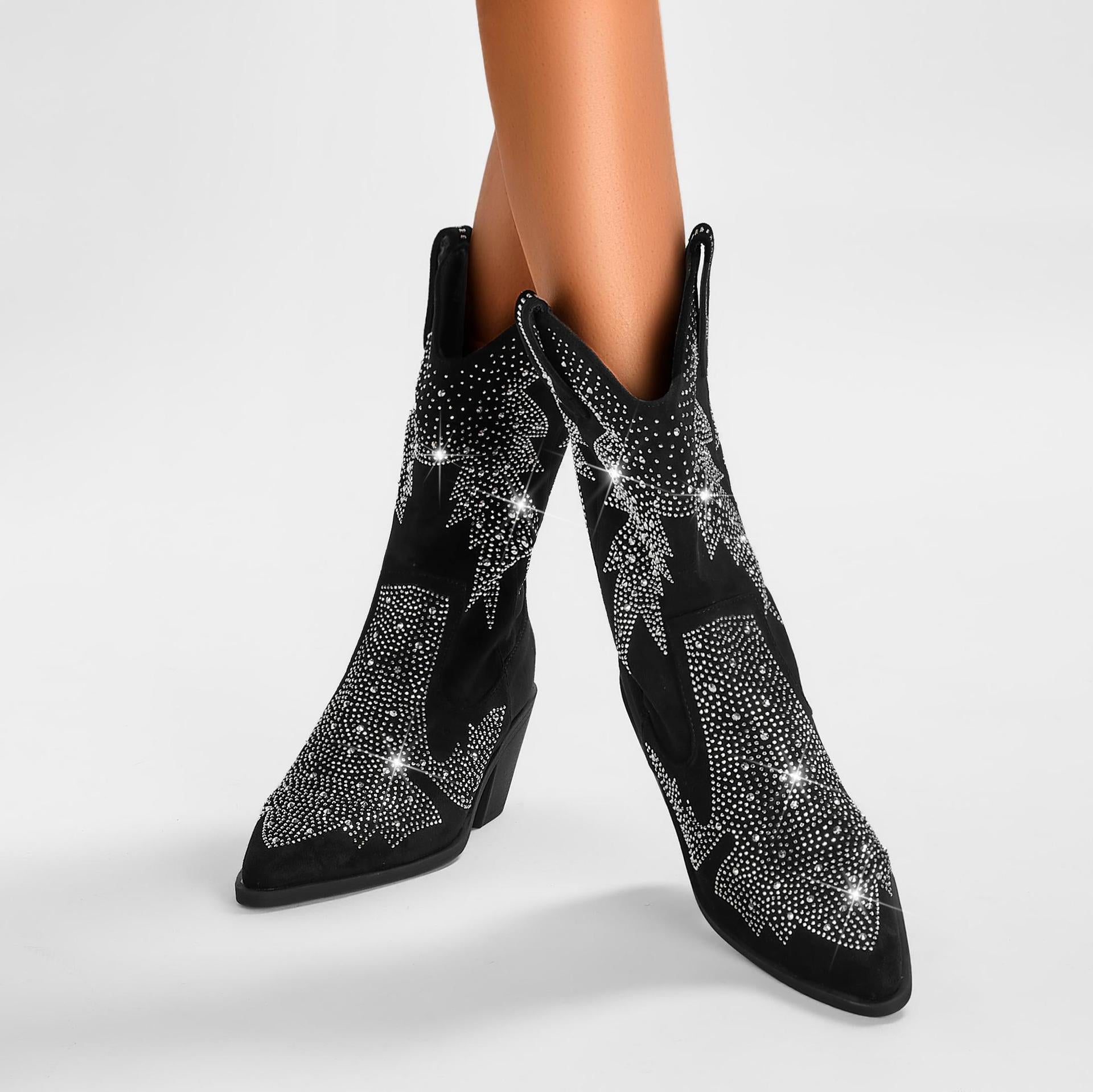 Juliet - Women's Embellished Western Ankle Boots