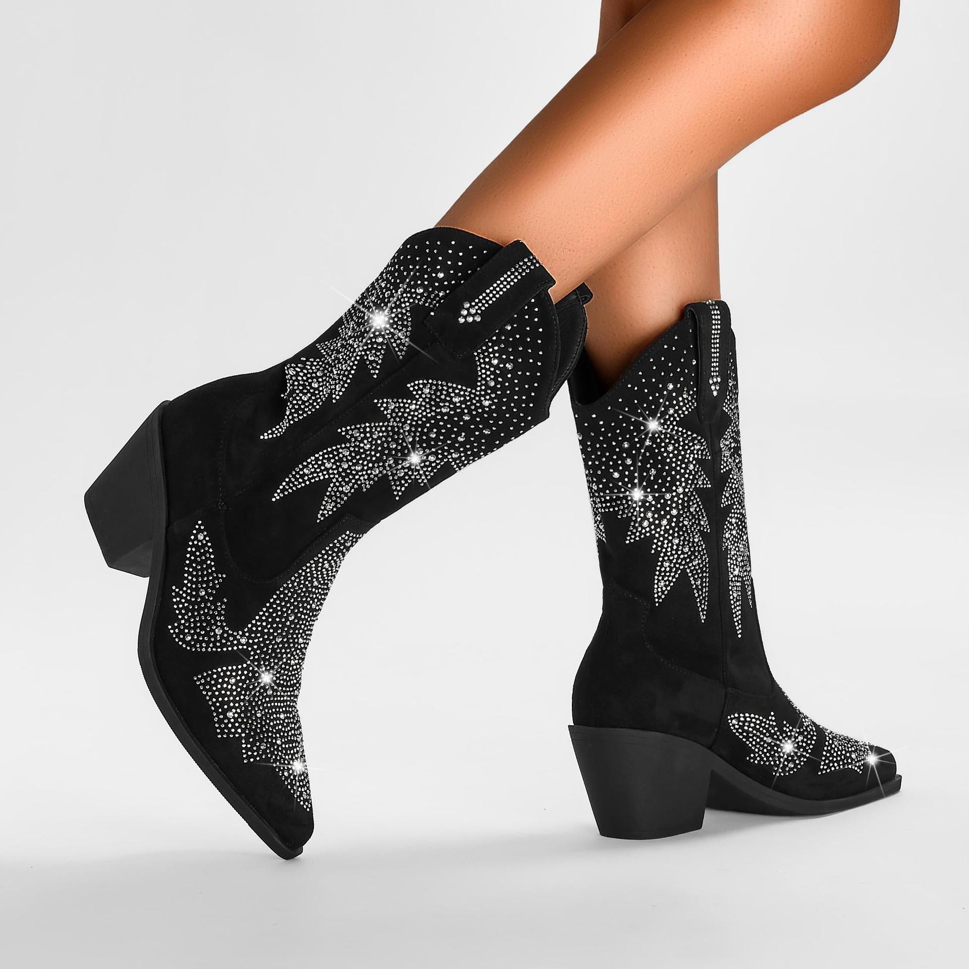 Juliet - Women's Embellished Western Ankle Boots