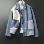 Juliette - Women's Color-Block Button-Front Jacket with Plaid Pockets