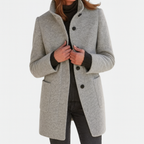 Juniper - Women's Wool Coat with Notch Collar and Button Closure