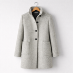 Juniper - Women's Wool Coat with Notch Collar and Button Closure