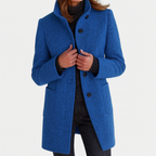 Juniper - Women's Wool Coat with Notch Collar and Button Closure