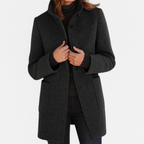 Juniper - Women's Wool Coat with Notch Collar and Button Closure