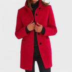 Juniper - Women's Wool Coat with Notch Collar and Button Closure