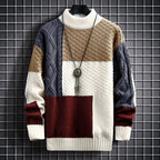 Kael - Men's Colorblock Mock Neck Sweater with Textured Panels