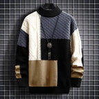 Kael - Men's Colorblock Mock Neck Sweater with Textured Panels