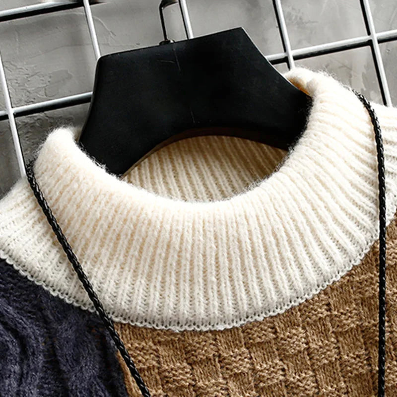 Kael - Men's Colorblock Mock Neck Sweater with Textured Panels