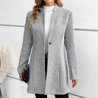 Karel - Women's Textured Longline Blazer with Single Button