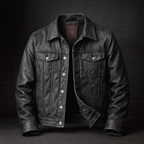 Kieran - Men's Leather Jacket with Snap-Button Front