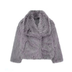 Lavinia - Women's Plush Faux Fur Jacket with Shawl Collar