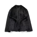 Lavinia - Women's Plush Faux Fur Jacket with Shawl Collar