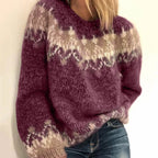 Lena - Women's Fair Isle Crew Neck Knit Sweater