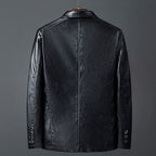 Lennard - Men's Notch Lapel Leather Blazer with Button Front
