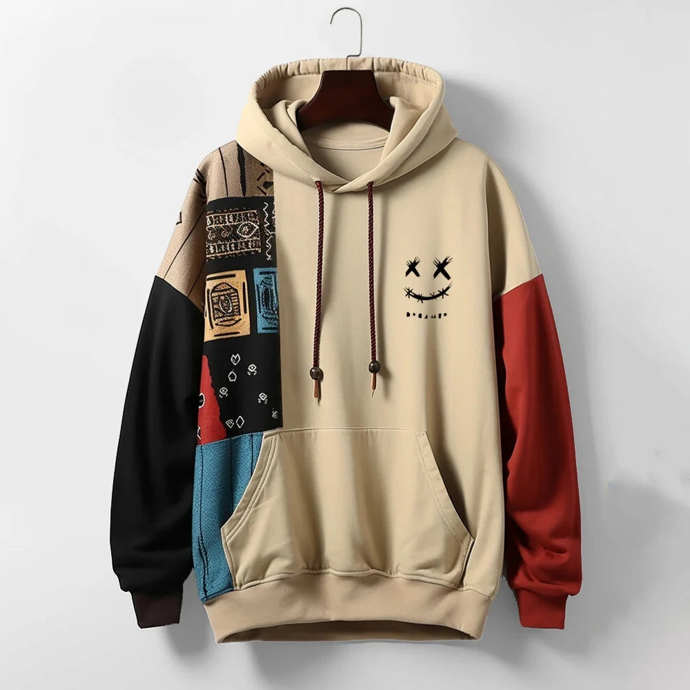Lennox - Men's Oversized Colorblock Hoodie with Patchwork Panels