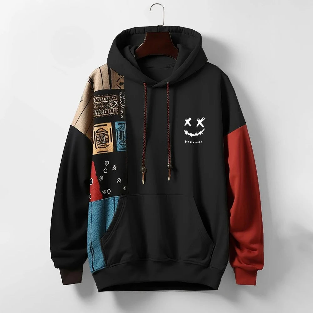 Lennox - Men's Oversized Colorblock Hoodie with Patchwork Panels