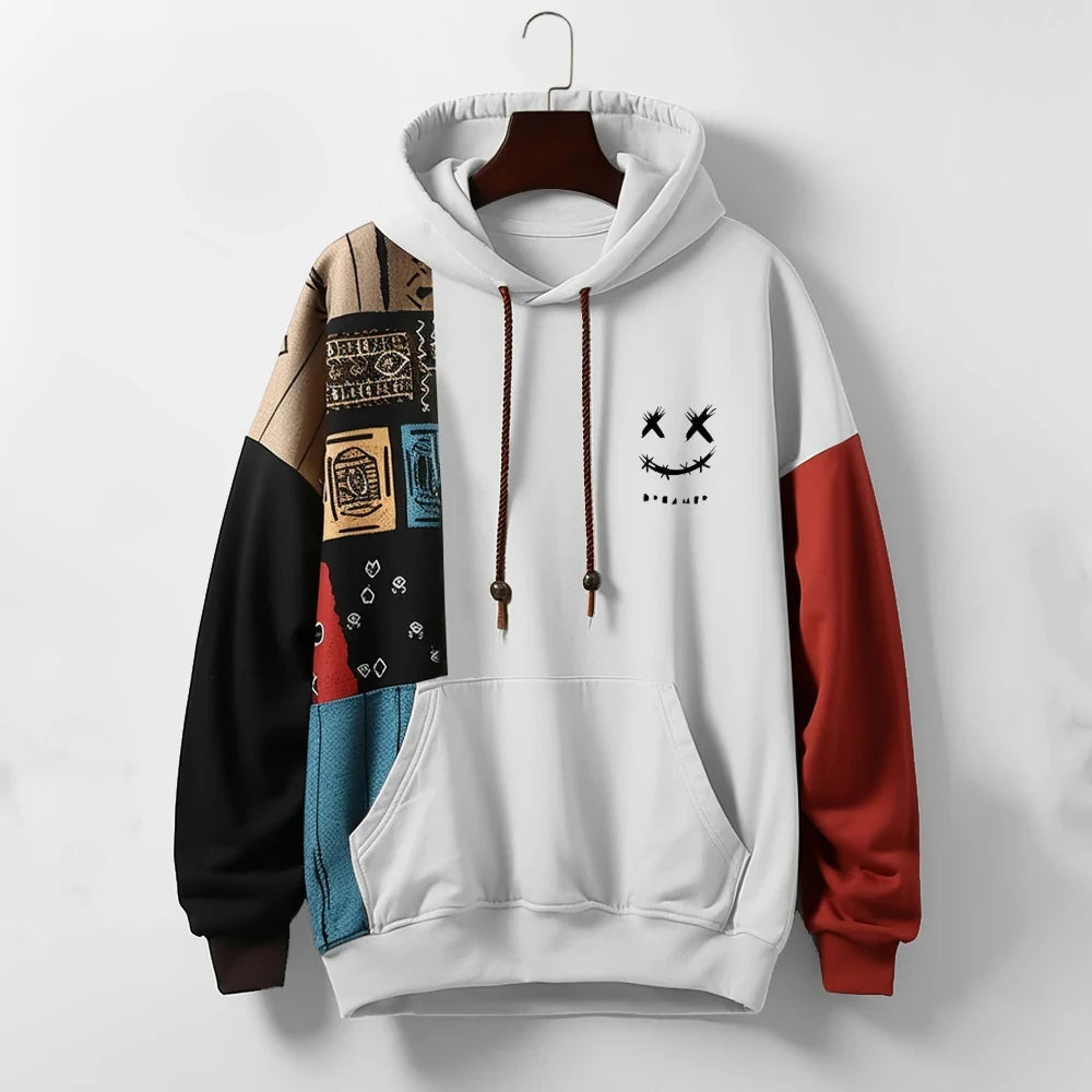 Lennox - Men's Oversized Colorblock Hoodie with Patchwork Panels