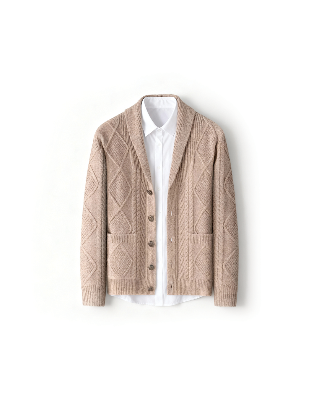 Leonard -  Men's Wool Cable-Knit Button-Front Pocket Cardigan