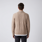 Leonard -  Men's Wool Cable-Knit Button-Front Pocket Cardigan