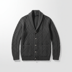Leonard -  Men's Wool Cable-Knit Button-Front Pocket Cardigan