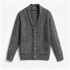 Leonard -  Men's Wool Cable-Knit Button-Front Pocket Cardigan
