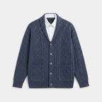 Leonard -  Men's Wool Cable-Knit Button-Front Pocket Cardigan