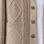 Leonard -  Men's Wool Cable-Knit Button-Front Pocket Cardigan